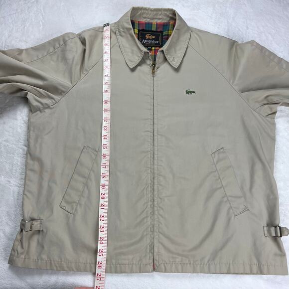 Alligator Mens Tan Vintage Harrington Bomber Jacket Coat Size 44R XL Plaid Liner - Picture 4 of 9